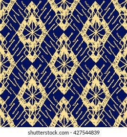 Seamless geometric pattern of crochet diamonds, crocheted lace border with an openwork pattern. Vector illustration. Glamour, modern, fashionable pattern.