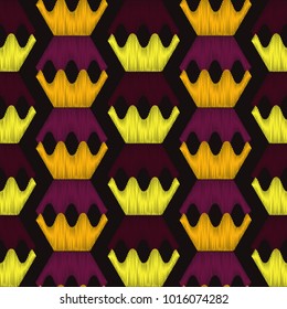 Seamless geometric pattern. The crown's texture. Scribble texture. Bright colors and simple shapes. Trendy seamless pattern designs.