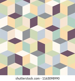 Seamless geometric pattern. Cubes. Color print.