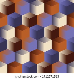 Seamless geometric pattern. Cubes. Color print.