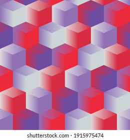 Seamless geometric pattern. Cubes. Color print.