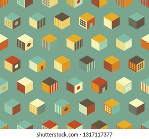 Seamless geometric pattern with cubes. Geometric colorful background.