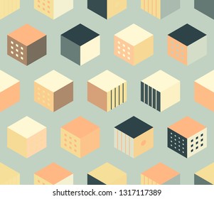 Seamless geometric pattern with cubes. Geometric colorful background.