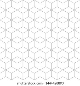 Seamless geometric pattern. Cubic hexagon texture. Rhombus mesh background.