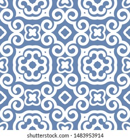 Seamless geometric pattern with curlicues. Vector art.
