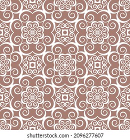 Seamless geometric pattern with curls. Vector art.