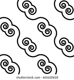 Seamless geometric pattern with curls. Vector art.
