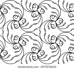 Nahtloses geometrisches Muster mit Locken und Wellenlinien. Vektorgrafik-Grafiken.