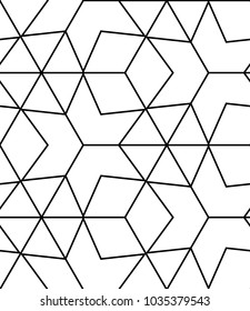 Seamless geometric pattern with curved lines. Vector art.