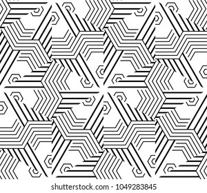 Seamless geometric pattern with curved lines. Vector art.
