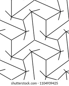 Seamless geometric pattern with curved lines. Vector art.
