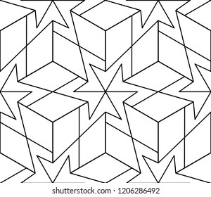 Seamless geometric pattern with curved lines. Vector art.