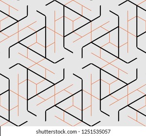 Seamless geometric pattern with curved lines. Vector art.