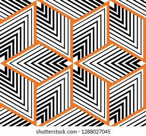 Seamless geometric pattern with curved lines. Vector art.