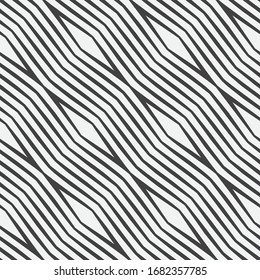 Seamless geometric pattern with curved lines. Wavy modern fashion background with diamond for design postcard, poster, flyer, cover. Vector illustration.