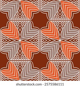 Seamless geometric pattern with curved lines, squares and colors. Vector graphics.