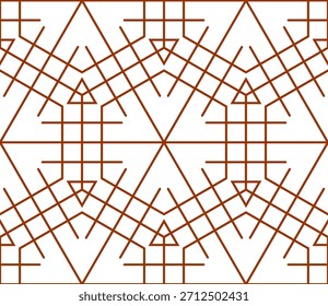 Seamless geometric pattern with curved lines and polygons on a white background. Vector graphics.
