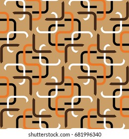 Seamless geometric pattern with curved lines. Vector art.