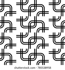 Seamless geometric pattern with curved lines. Vector art.