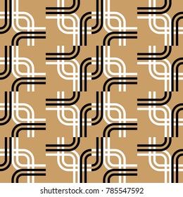 Seamless geometric pattern with curved lines. Vector art.