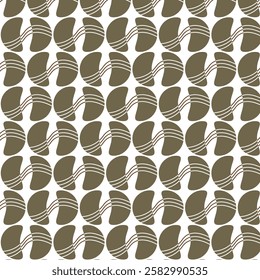 A seamless geometric pattern with curved shapes in earthy brown tones. The organic flow and structured lines create a modern, minimalistic design that is ideal for textiles, wallpapers and packaging.