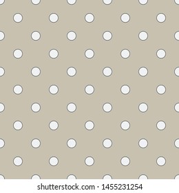 Seamless geometric pattern in cute white polka dots on burlap fond. Print for textile, fabric manufacturing, wallpaper, covers, surface, wrap, scrapbooking, decoupage, clothes.Vector illustration