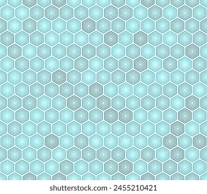 Seamless geometric pattern with cyan color tones and gradients. Features rounded stacked hexagons in a mosaic cell design. A tileable vector illustration. - Powered by Shutterstock - Get 15% off with code: PIKWIZARD15