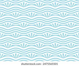 Seamless geometric pattern with decorative waves