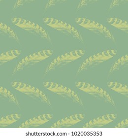 Seamless geometric pattern with delicate silhouettes of bird's feathers. Based on hand drawn sketch.