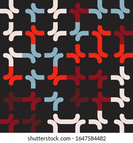 Seamless geometric pattern design artwork with simple geometrical forms. Circular vector pattern graphic with vintage color palette. Great for a poster design, fabric print, wallpaper, wrapping paper.