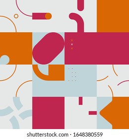 Seamless geometric pattern design artwork with simple geometrical forms with vintage color palette.  