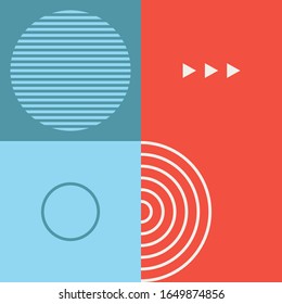 Seamless geometric pattern design artwork with simple geometrical forms. Circular vector pattern graphic with vintage color palette. Great for a poster design, fabric print, wallpaper, wrapping paper.