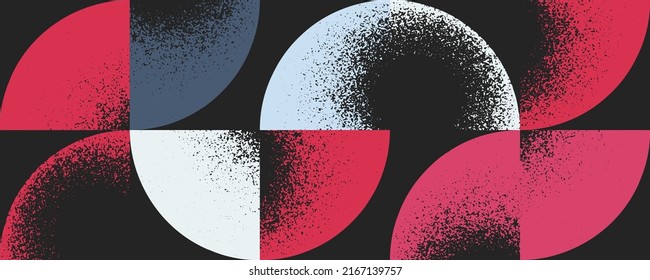 Seamless geometric pattern design artwork with grunge geometrical forms. Circular geometric vector graphic with bod colors, useful for poster design, fabric print, wallpaper, wrapping paper.