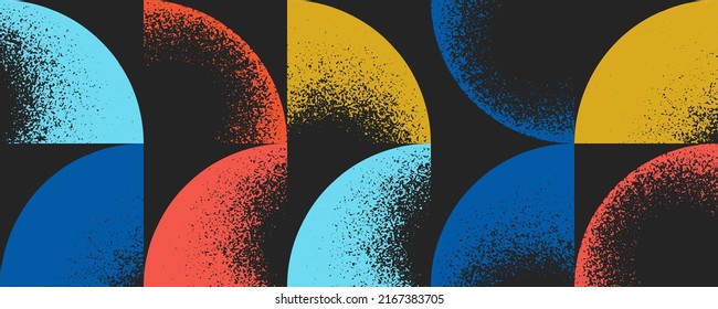 Seamless geometric pattern design artwork with grunge geometrical forms. Circular geometric vector graphic with bod colors, useful for poster design, fabric print, wallpaper, wrapping paper.