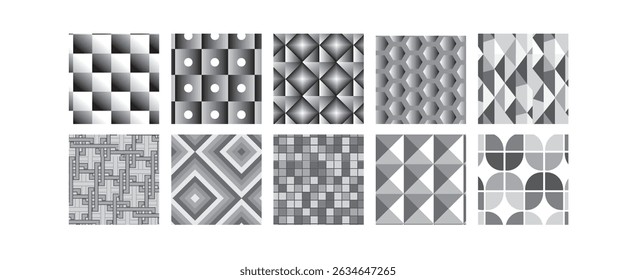 seamless geometric pattern design element monochrome set