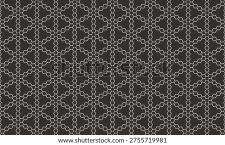 Seamless geometric pattern design. Fabric textile texture in dark background and triangle chains.