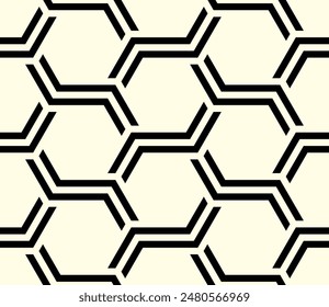 Seamless Geometric pattern design. Hexagon shapes Repeating patterns of Artistic lines vector.