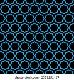 Seamless geometric pattern design illustration. In blue  black colors. Vector illustration