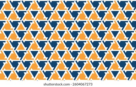 Seamless geometric pattern design made with simple triangle and rhombus shapes. Abstract hexagon vector background, useful for decoration, wallpapers, textile, covers, prints, wrapping paper, etc.