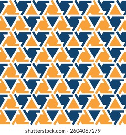 Seamless geometric pattern design made with simple triangle and rhombus shapes. Abstract hexagon vector background, useful for decoration, wallpapers, textile, covers, prints, wrapping paper, etc.