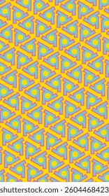 Seamless geometric pattern design made with simple triangle and rhombus shapes. Abstract hexagon vector background, useful for decoration, wallpapers, textile, covers, prints, wrapping paper, etc.