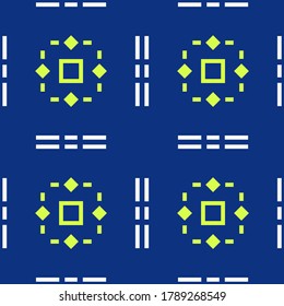 Seamless geometric pattern design. Modern vector illustration for fabric isolated on blue