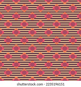 Seamless geometric pattern design of polka dots and horizontal stripes. Repeating texture background of colorful dots and lines for surface printing and textile. Allover pattern of geometrical shapes.