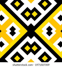 Seamless geometric pattern design in trendy yellow, white and black shades. Trendy tileable pattern for swatch