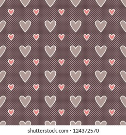 Seamless geometric pattern. Diagonal hearts. vector repeating texture