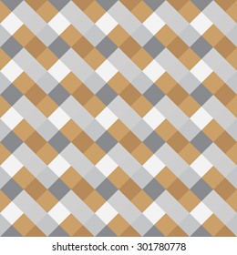 Seamless geometric pattern. Diagonal square, braiding, woven line background. Strapwork texture in warm, soft, light, gray, beige, olive colors. Rhomb, vertical figure texture. Vector