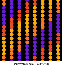 Seamless geometric pattern diagonal stripes of circles on a black background. Vector illustration