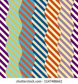 Seamless geometric pattern. Diagonal strips pattern in a patchwork collage style. Vector image.