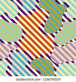 Seamless geometric pattern. Diagonal strips pattern in a patchwork collage style. Vector image.