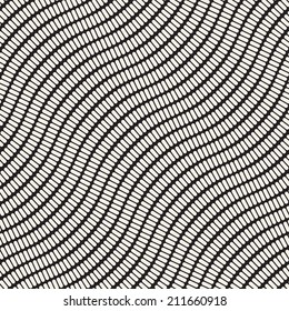 Seamless geometric pattern. Diagonal wavy stripes of smooth squares. Vector repeating texture with curvature effect